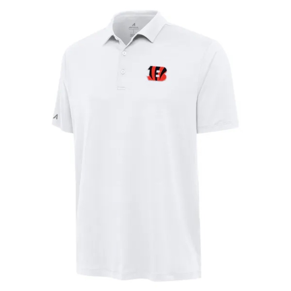 Antigua Cincinnati Bengals NFL Short Sleeve Polo Golf Mesh Shirt Mens XL White